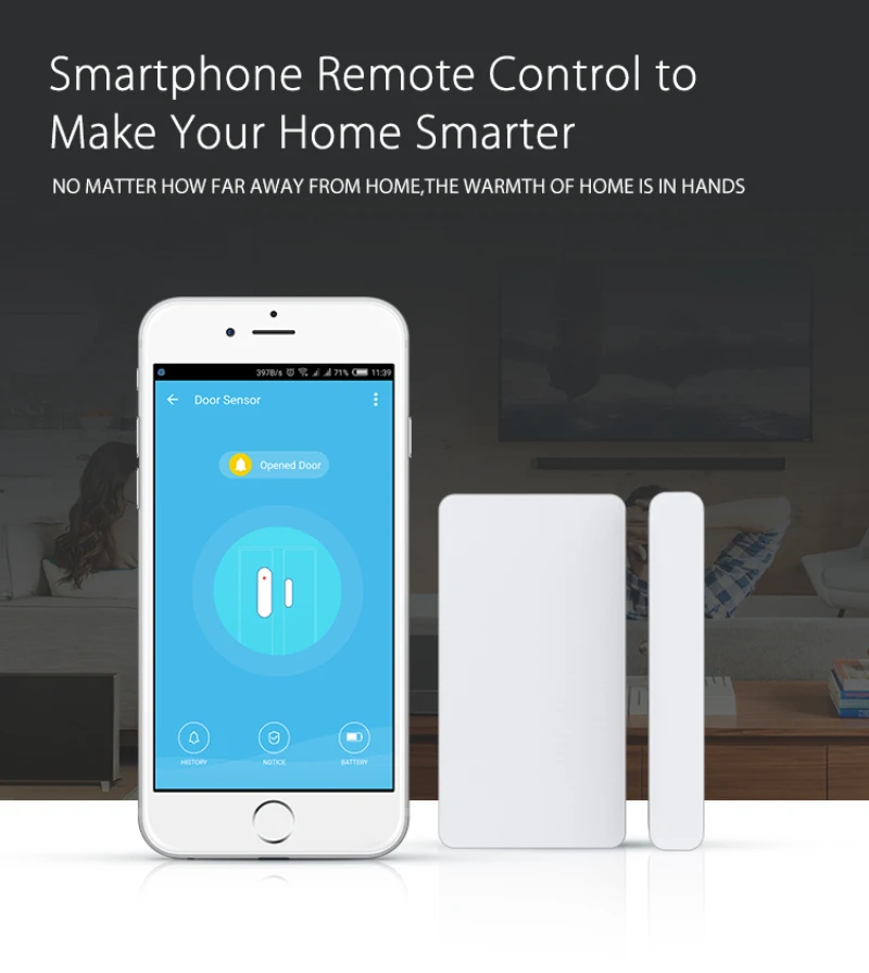 10PCS WiFi Tuya Smart Window Door Sensor Life APP Control Opening Home Security Work With Alexa Google | Безопасность и защита