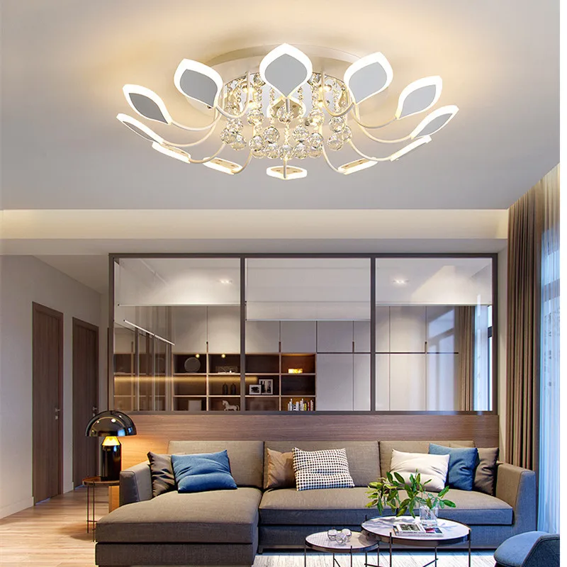 

Современная Скандинавская креативная Хрустальная Повседневная потолочная лампа для спальни, кабинета, столовой, ресторана, кухни, гостино...