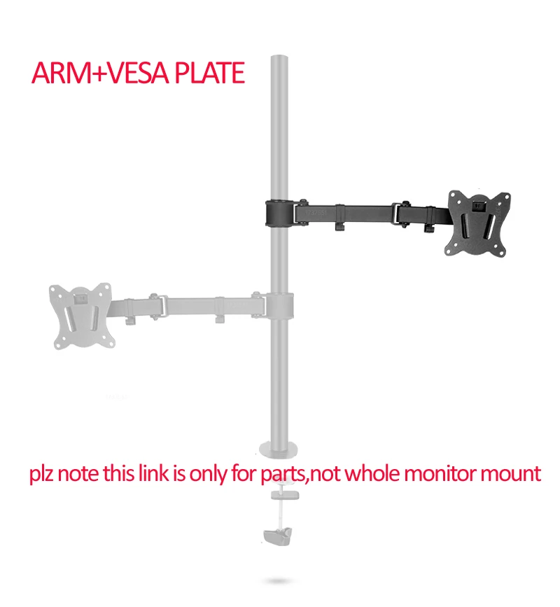 long arm and vesa plate Full Motion Dual Monitor desktop stand Holder accessory 10"-27" PC Mount foldable Arm 15kg