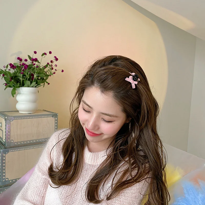 

Женская бархатная Заколка-краб для волос, с бантом