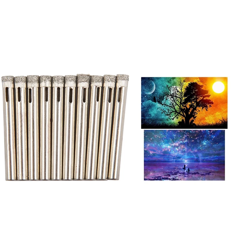 

10X Diamond Holesaw Tile Glass Slate Porcelain Marble Drill Bits & 2X Diamond Starry Paintings And Sun & Moon Starry Sky