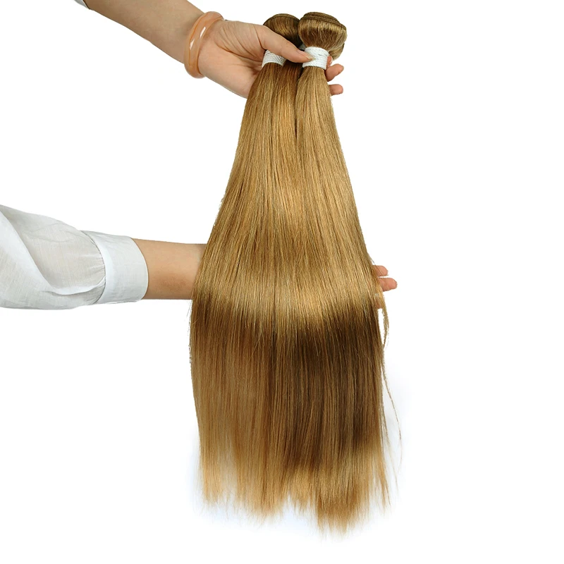 Медовый блонд цветные перуанские прямые человеческие волосы пучки с фронтальной