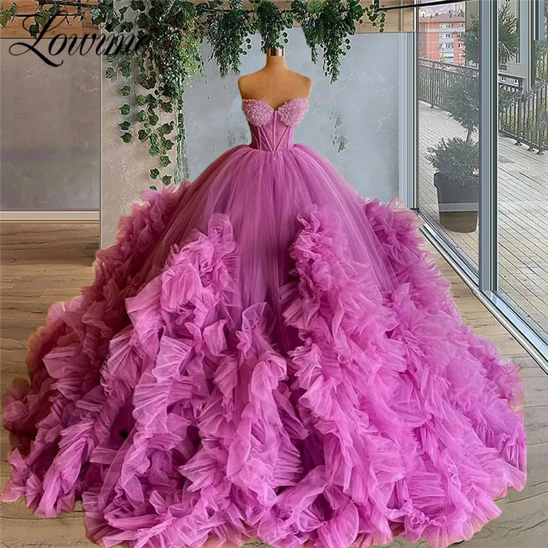 

Cloud Tiered Puffy Prom Dresses Beaded Long Pageant Gowns 2020 Custom Made Dubai Evening Dresses Saudi Arabic Vestido De festa