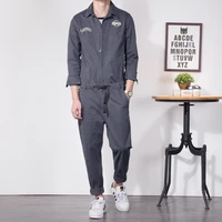 fashion mens cargo overalls long sleeve jumpsuits vintage casual chic pockets one piece rompers street high quality male pants