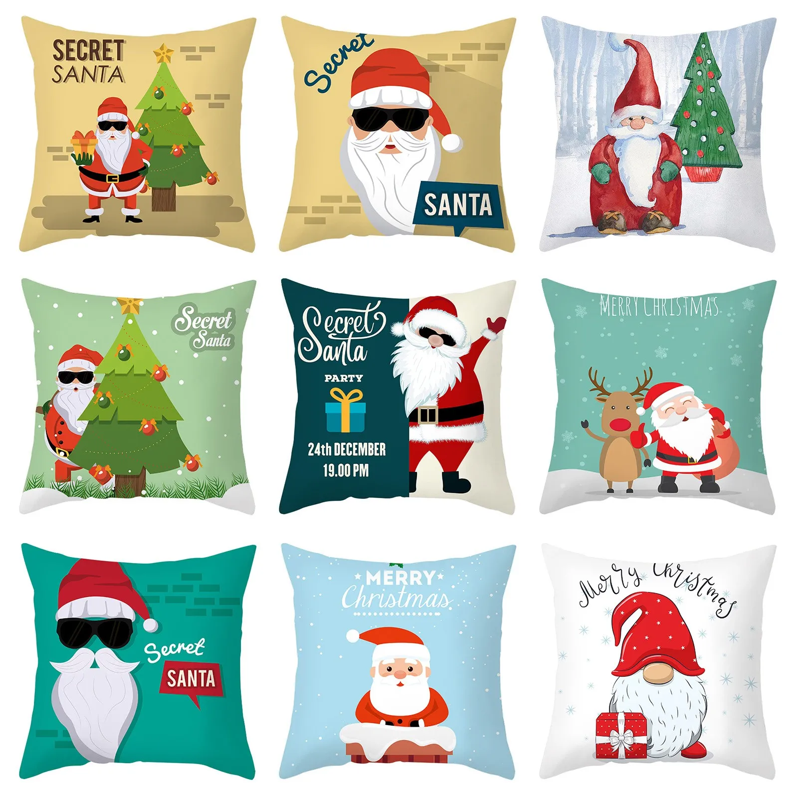 

45x45cm Merry Christmas Cushion Cover Pillowcase 2021 Christmas Decor For Home Ornaments Xmas Noel Natal New Year 2022 Gift d5