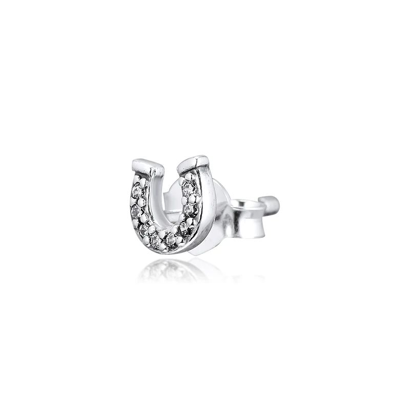 QANDOCCI Signature ME My Lucky Horseshoe одиночные серьги-гвоздики 100% 925 пробы-серебро-ювелирные