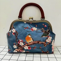 vintage flowers bird lock shell bag bags chain women shoulder crossbody bag 2021 new wood hand bag womens handbags purse