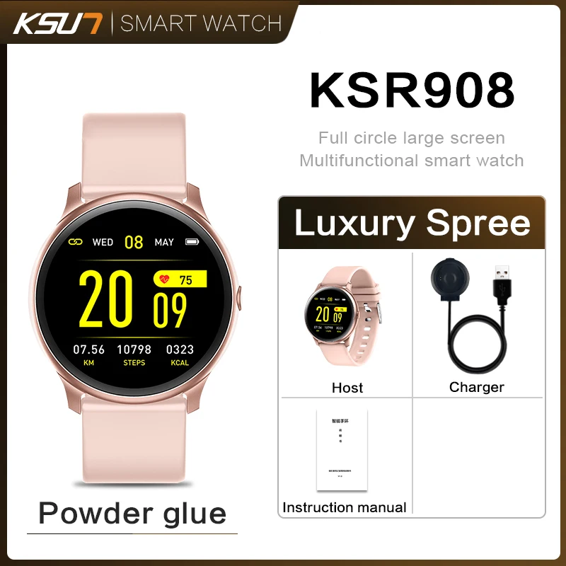 KSUN KSR908 мужские спортивные Смарт-часы с шагомером фитнес-трекер монитор сердечного ритма женские часы умные часы - Цвет: KSR908-P