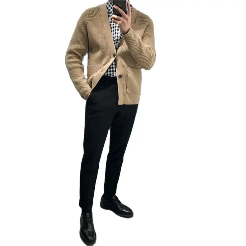 

2021 Spring New Early Spring Knitted Cardigan Sweater Men's Trend Youth Sweater Coat