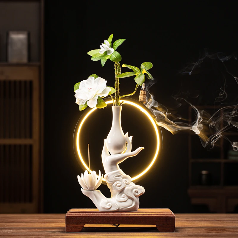 

Ceramic Lotus Incense Burner Aroma Lamp Stick Smoke Diffuser Incense Burner Church Quemador De Incienso Home Decoration DG50IB