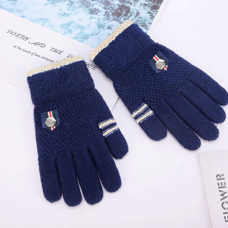 Children Gloves For 5-12 Years Boys Knitted Winter Soft Warm Split Full Finger Kids Gloves Outdoor Cycling Play Boys Gloves