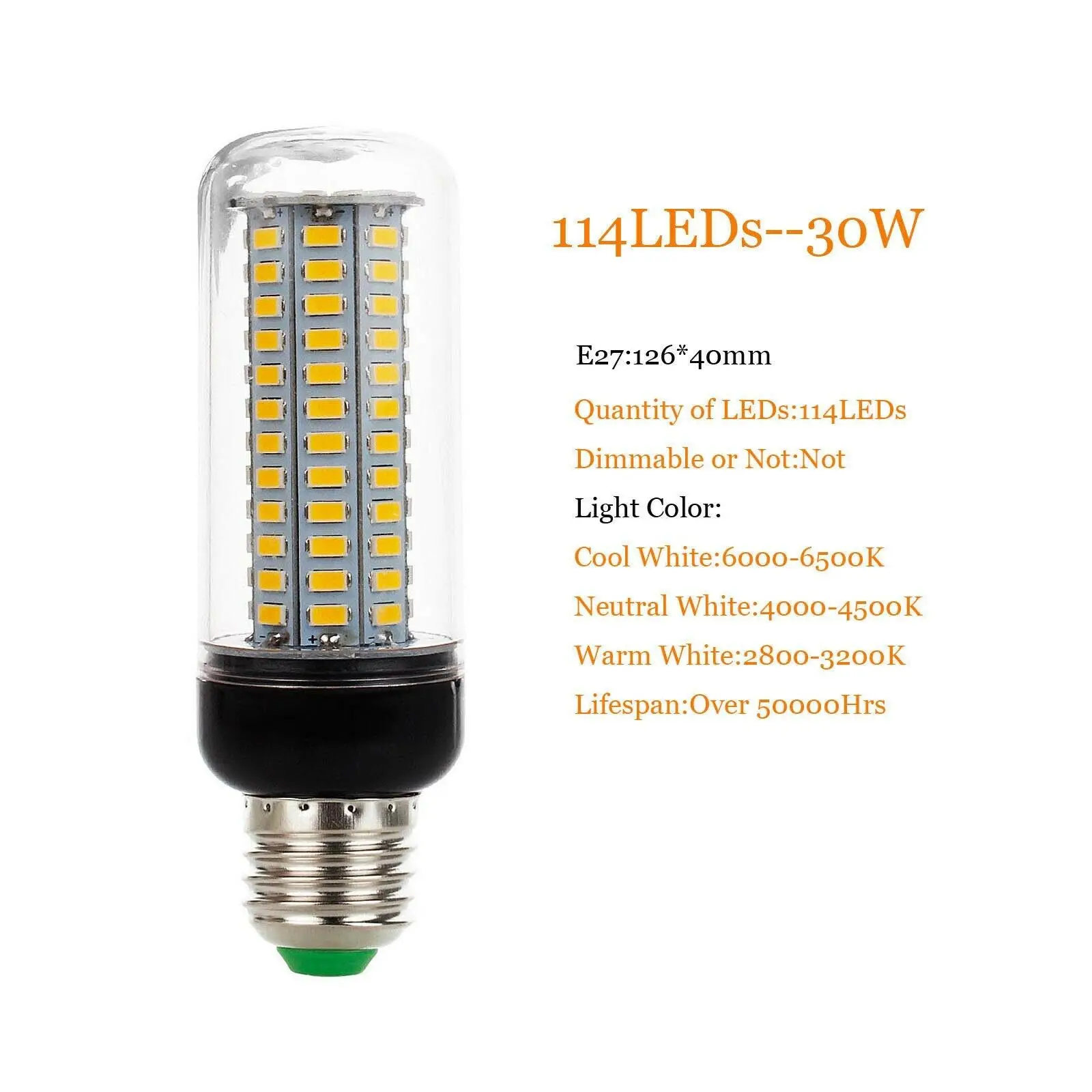 

Светодиодная лампа-кукуруза E14, E26, E27, B22, 30 Вт, 5730 SMD, ультраяркая лампа с теплым/дневным светом, энергосберегающая лампа RK, 85-265 В переменного тока