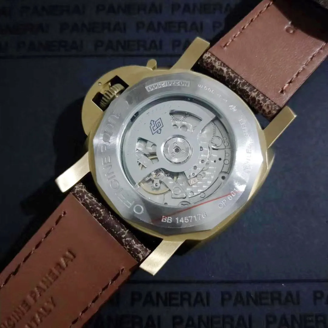 

Classic New Men Automatic Mechanical Sapphire Stainless Steel Power Reserve Brown Leather Bronze Special Edition 1950 Watch