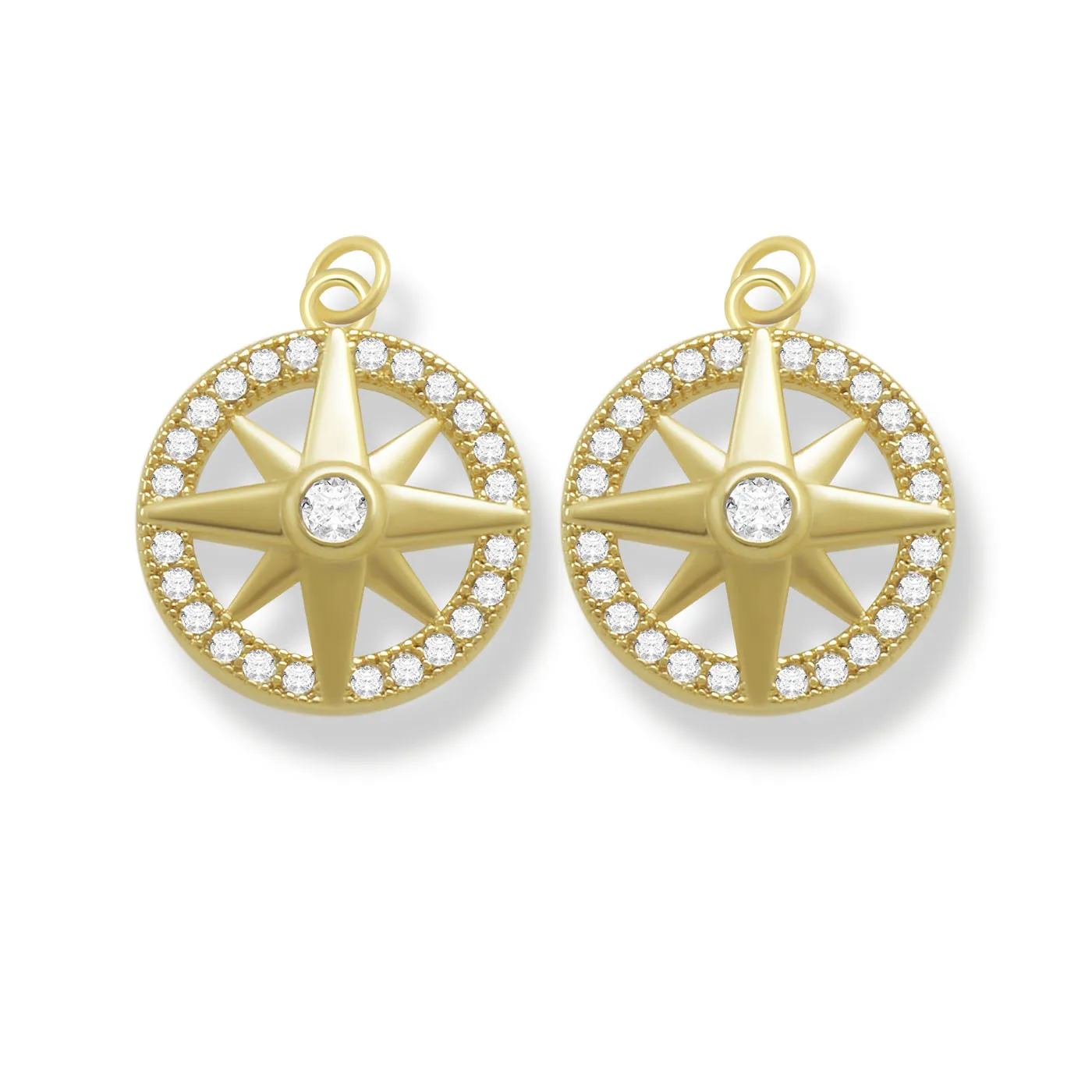 

AAA Cubic Zirconia Crystal Gold-plated Brass Round Starburst Pendant For Necklace Bracelet DIY Makings CZ Zircon Jewelry Present