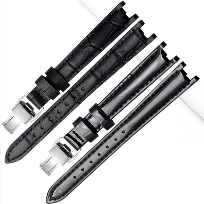 cow genuine Leather watchband for Tissot 1853 T094210 women's watch straps bracelet 12mm with stainless stee butterfly clasp