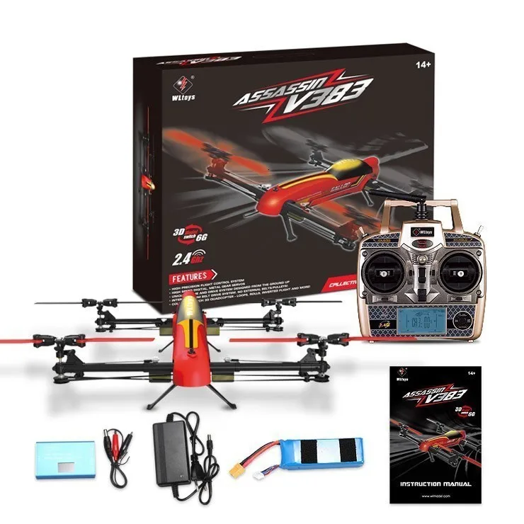 69X51X14 см WLtoys V383 Профессиональный Дрон 500 электрический 3D 6CH RC Квадрокоптер с бесщеточным двигателем трюковый Дрон ZLRC