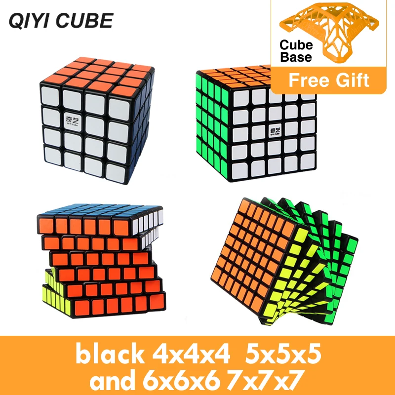 Скоростной магический куб Qiyi профессиональный черный 2x2x2 3x3x3 4x4x4 5x5x5 6x6 7x7x7 Neo Cubo Magico