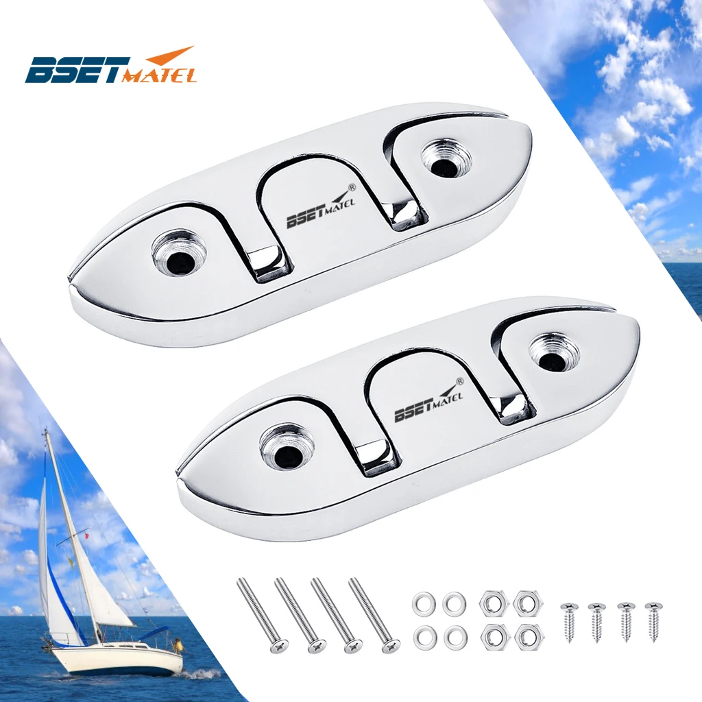 

2PCS 120mm Stainless Steel 316 Boat Flip Up Folding Pull Up Cleat Dock Deck marine hardware Line Rope mooring Cleat Accessories
