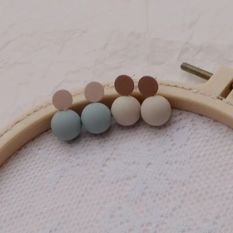 

Matte Ball Stud Earrings Simple Cute Morandi Contrast Colors Earrings Autumn Winter New Accessories Chic Jewelry for Women