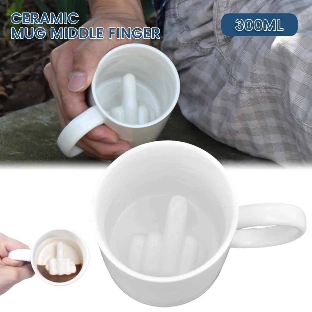 

Creative Novelty Mug Creative Beer Mixing Coffee Mug Ceramic Water Cup for Funny Gift with Middle Finger Inside Drinkware