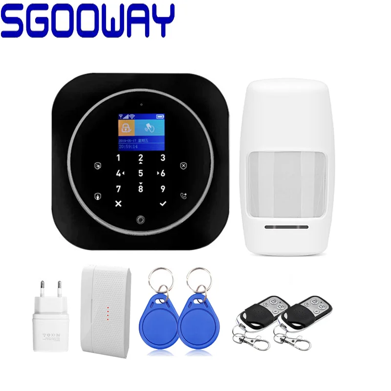 Set B Sgooway сенсорная клавиатура Tuya Smart Life WI-FI GSM домашняя система охранной сигнализации Беспроводной с IP видео Камера Alexa Google Home - Цвет: Set B