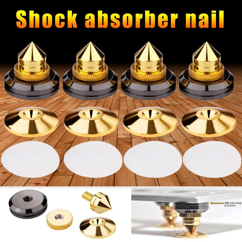 

4 Set Gold Speaker Spike with Floor Discs Stand Foot Isolation Spikes Professional Speaker Accessories