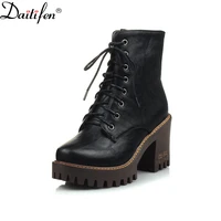 daitife trifle bottom martin boots womens fallwinter new style short boots womens round head lace up thin boots women