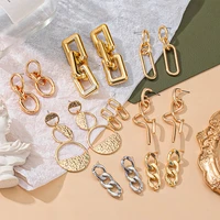 womens vintage punk geometric metal alloy drop earrings statement exaggerated gold metal brincos earrings fashion trend jewelry