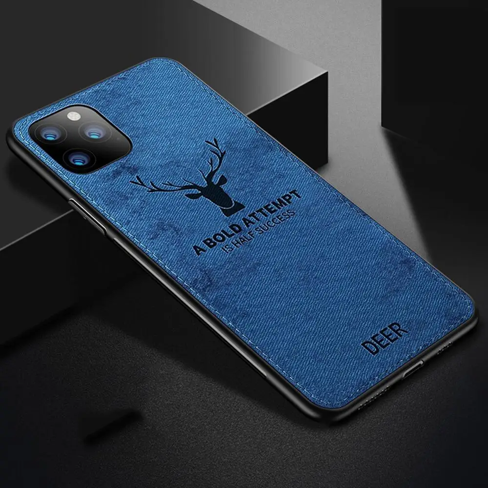 Тканевый чехол для телефона с оленем для iphone 11, 11Pro, X, Xs, Max, Xr, ультра тонкий мягкий силиконовый чехол с текстурой ткани для iphone 7, 8, 6 s Plus