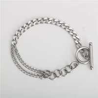 21cm18cm16cm long stainless steel link curb chain bracelets silver color for women thick charm bracelets fashion jewelry
