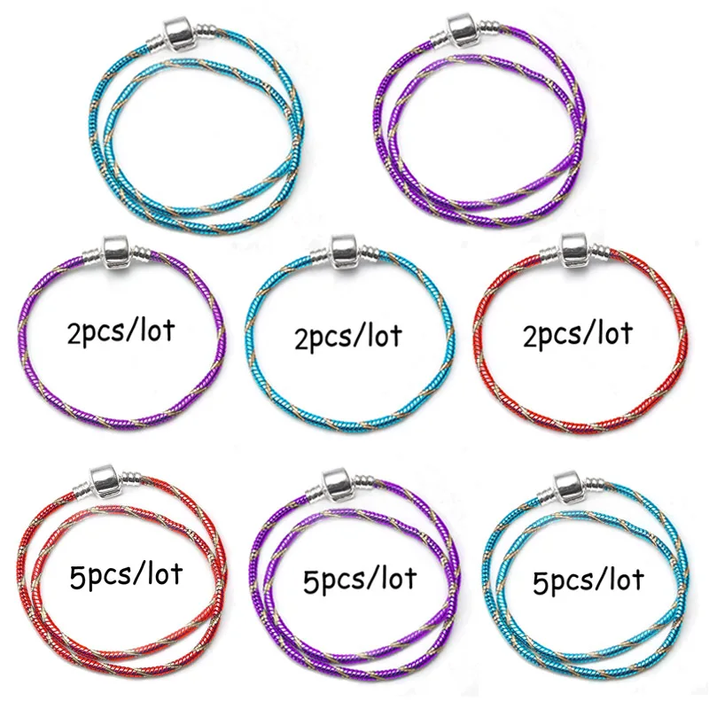 

High Quality European Style Brand Snake Chain Charm Bracelet For Women DIY Fashion Silver Plated Jewelry Gift Making