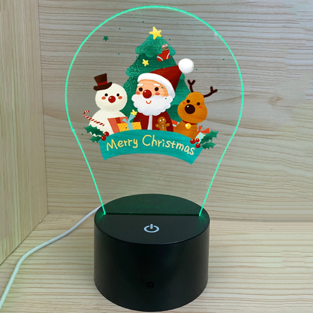 

Festival Led Lamp Home 3D Effect For Christmas Holiday Acrylic Bedroom Bedside Decoration Desk Transparent Night Light