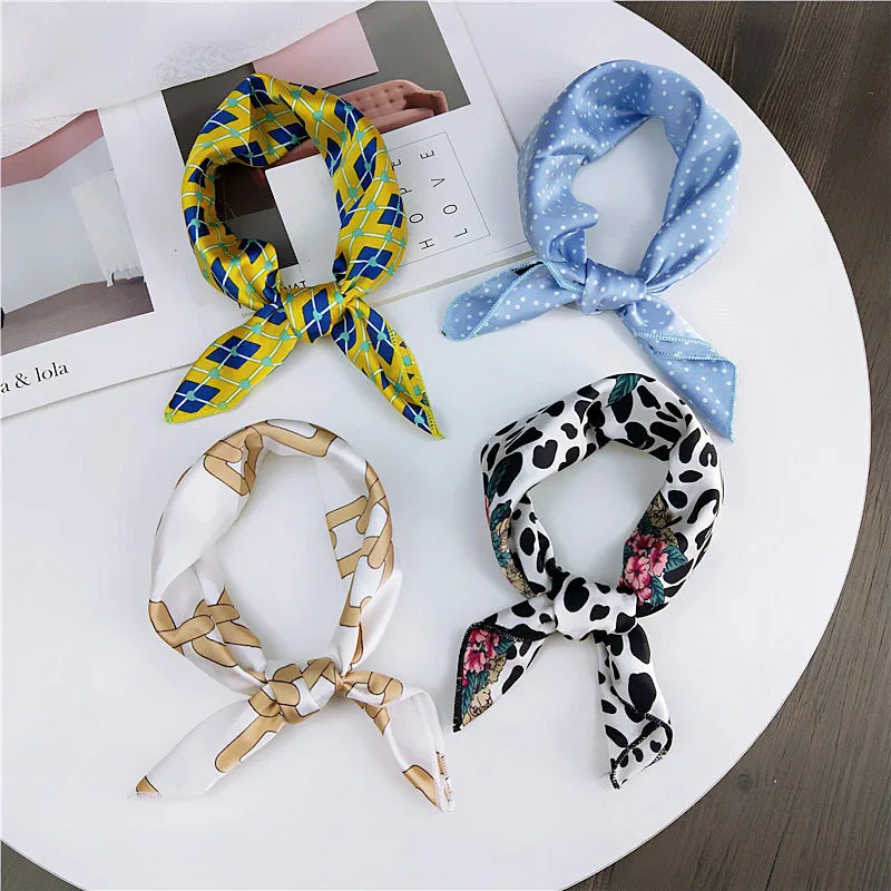 

2020 The Four Seasons Head Scarf Neckerchief Animal Print Fashion Satin 50*50CM Small/Square/Silk/Neck/Ring/Scarf For Women