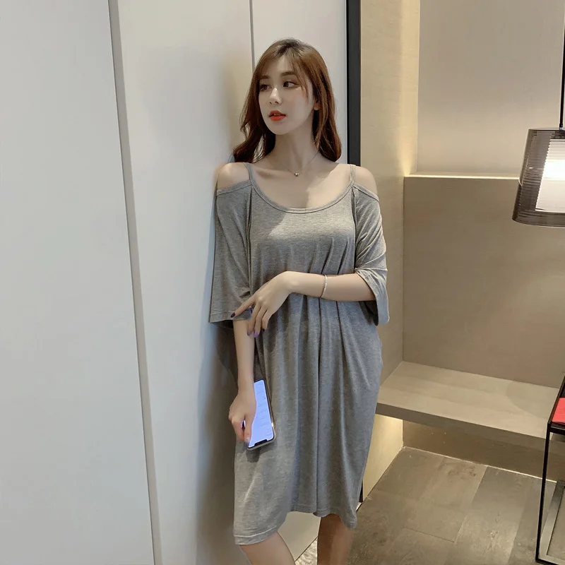 

Modal Nightdress Women's Summer 2021 New Short-Sleeved Cotton Sling Net Popular Pajamas Thin Homewear