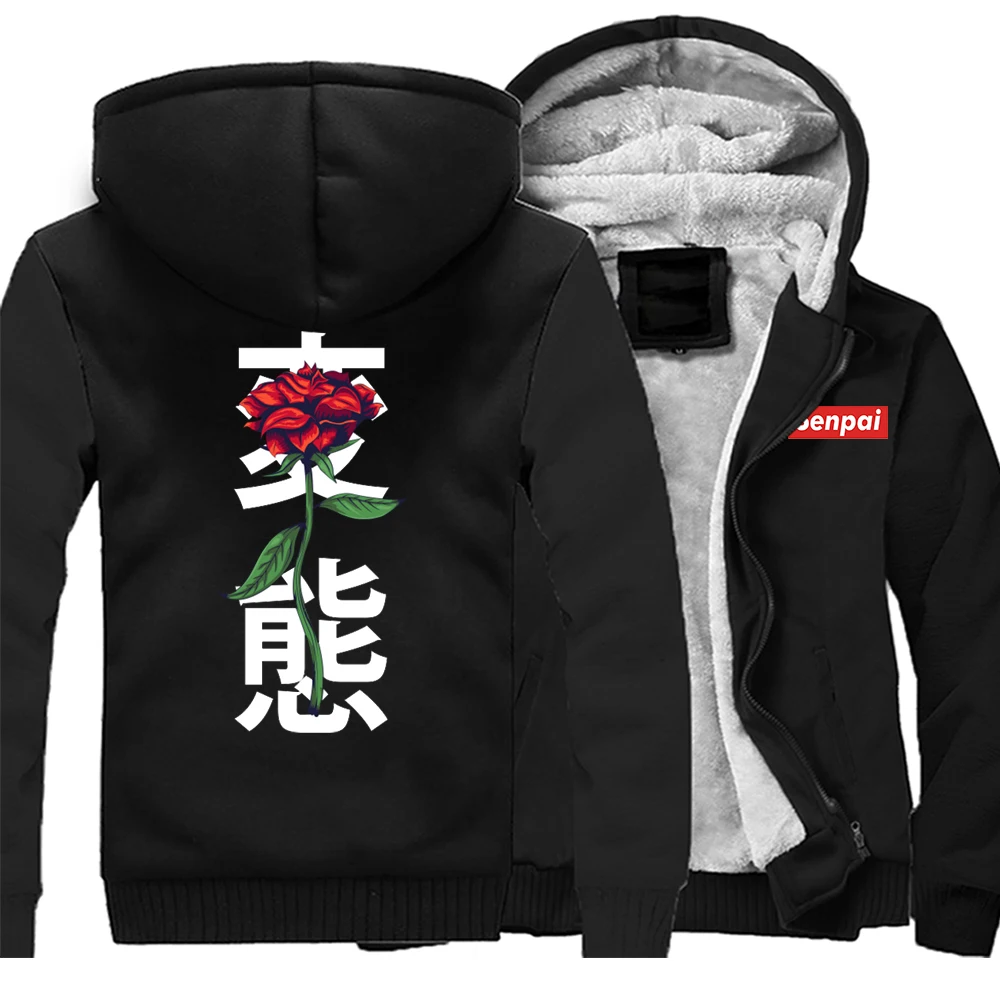 

Warm Men's Hoodies Rose Hentai Print Letter Cool Sweatshirt Fashion Top Loose Pullovers Men's 4XL Black Ropa Jacket Man Top