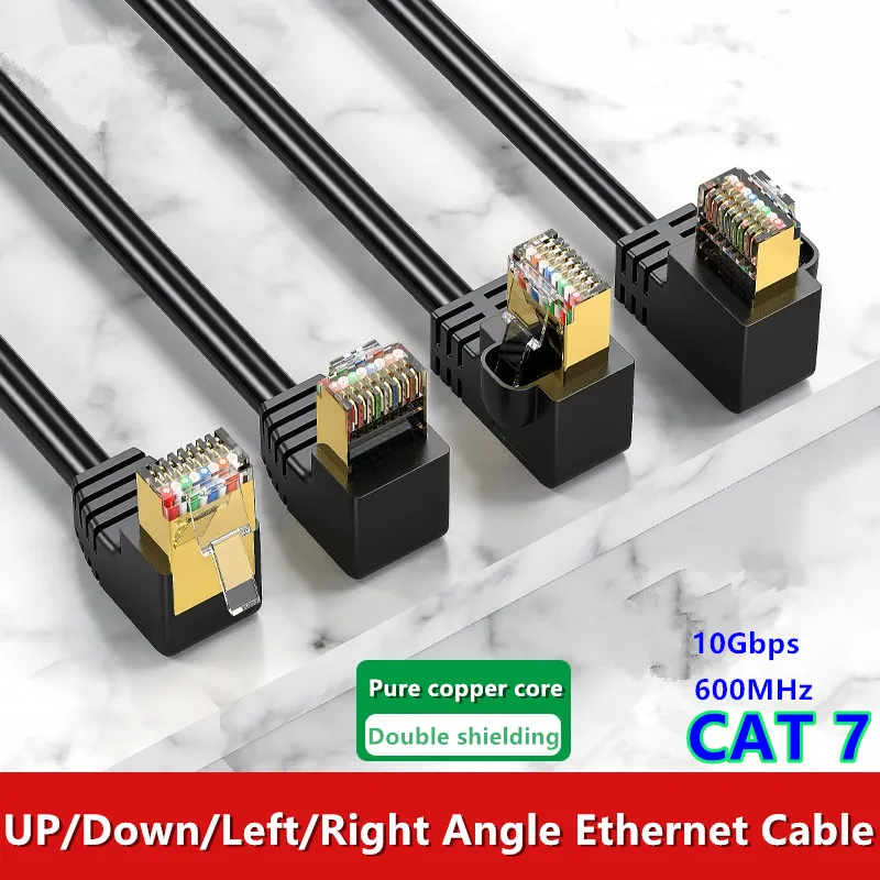 cat7 ethernet cable lan cable sftp rj45 network cable right angle 90 degree for compatible patch cord for computer router laptop free global shipping