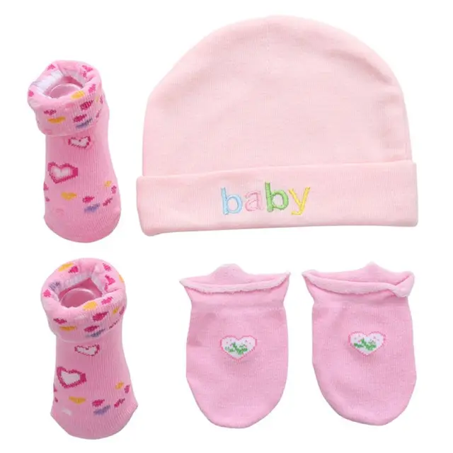 Autumn Winter Baby Hat and Mittens Girl Boy Cap Socks Comfy Infant Hat & Gloves Cotton Toddler Newborn Baby Accessorise For 0-3 4