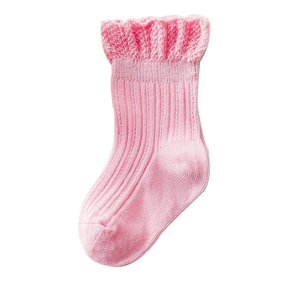 

2021 Spring Summer Toddlers Socks Candy Color Newborn Baby Socks Ruffled Loose Mouthless Combed Cotton Boneless Kids Girls Socks