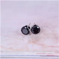 Silver black Новые ювелирные изделия 8 мм имитация циркония серьги гвоздики цвет Эффектные серьги для девочек подарок для женщин - Окраска металла: Silver black