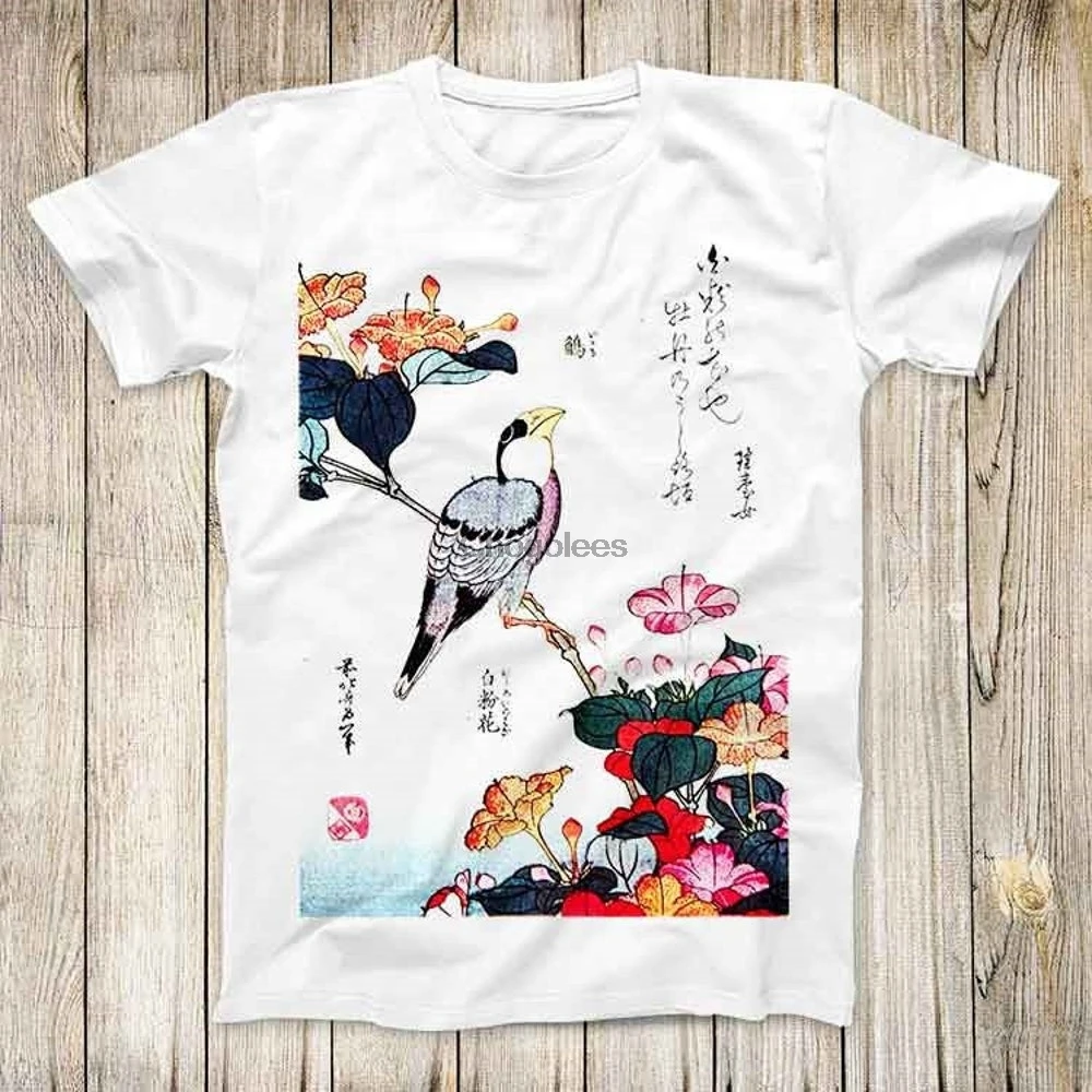 Футболка Katsushika Hokusai с изображением птиц и цветов суперкрутая футболка японским