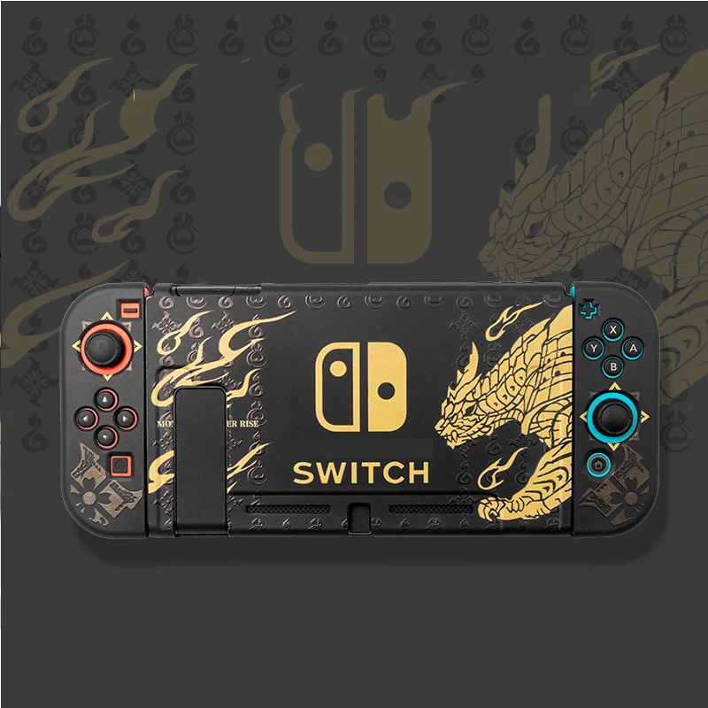 Monster Hunter Rise Case Kit For Nintend Switch Dock Station controller case Console Stand Thumb Grip Shell NS Protection | Электроника