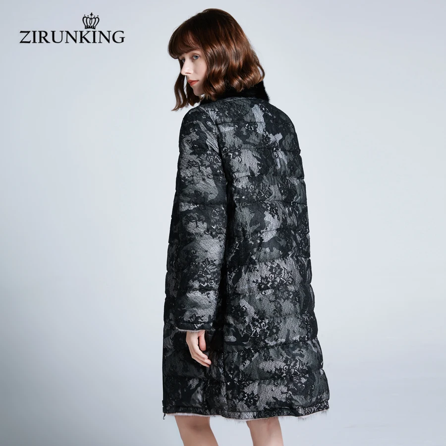 ZIRUNKING женский натуральный мех норки с пуховым пальто женская зимняя теплая реверсивная меховая шуба уличная одежда ZC1925