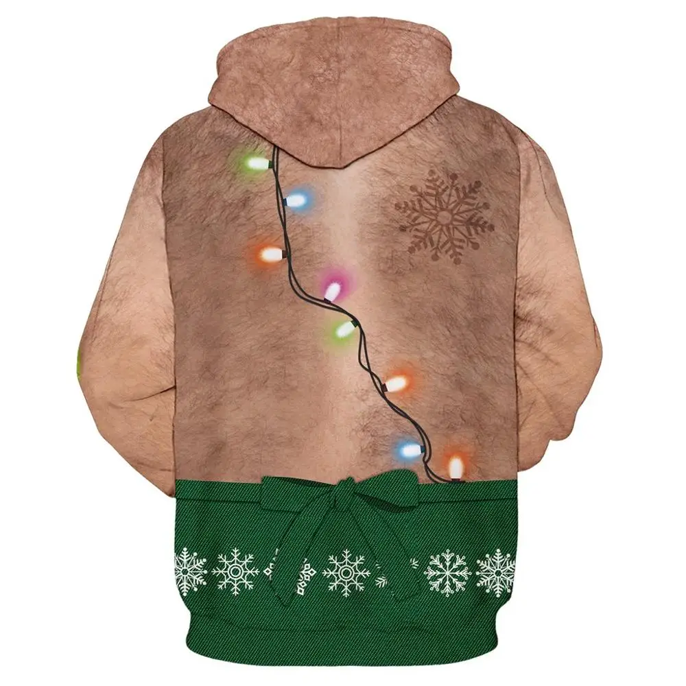 

Christmas Ladies Men's Couple Print Long-sleeved Hooded Sweatshirt Winter Casual 3D Pattern Pullover Hooded Sweater