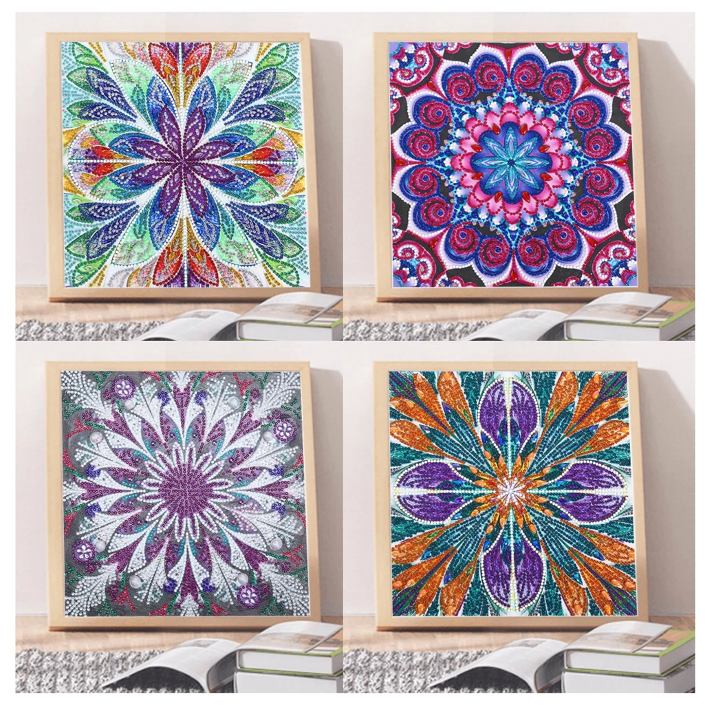 

Mandala Luminous Diamond Painting Cross Stitch Home Decor Partial Drill DIY Flora 5 Styles 30 x 30 cm Cusack