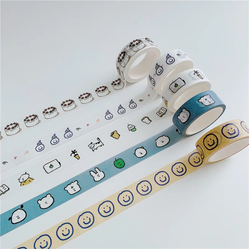 

Cute Washi Tape Smiley Cake Cartoon Character Hand Account Material Sticker Tape Office Supplies Washi Tapes Korean Stationery