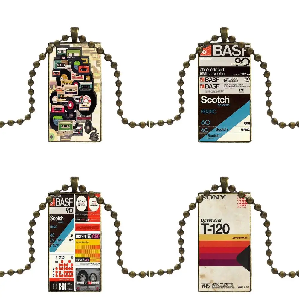 Бронзовое стекло кабошон с прямоугольной подвеской ожерелье-чокер для мужчин и