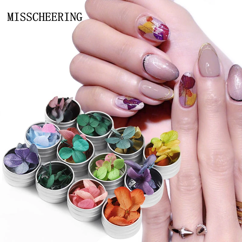 1 коробка Натуральные сушеные цветы 3D украшения для ногтей 12 цветов лепесток