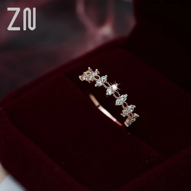 Новые кольца из белого хрусталя ZN красивые обручальные цвета розового золота для