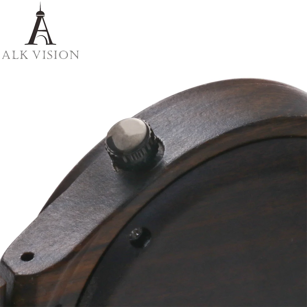 ALK Vision Mens Wood Watch Black Women Watches Couples Clock Real Wooden Watches Natural Wood Men Watch Top Brand Men wristwatch