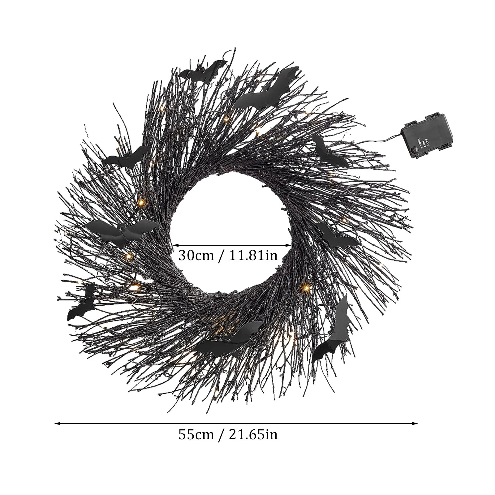 Венок на Хэллоуин с таймером 30 светодиодов для входной двери украшения
